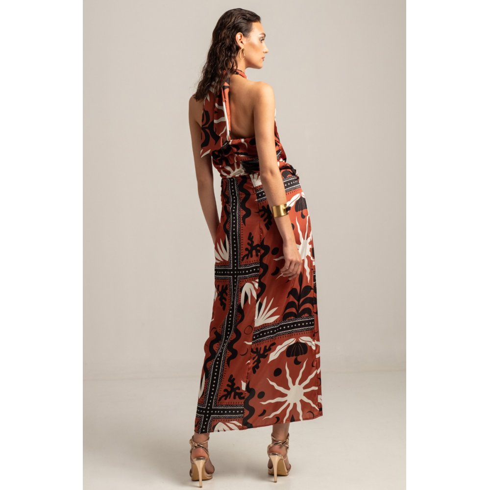 AMBER SILKY SLIT LONG DRESS