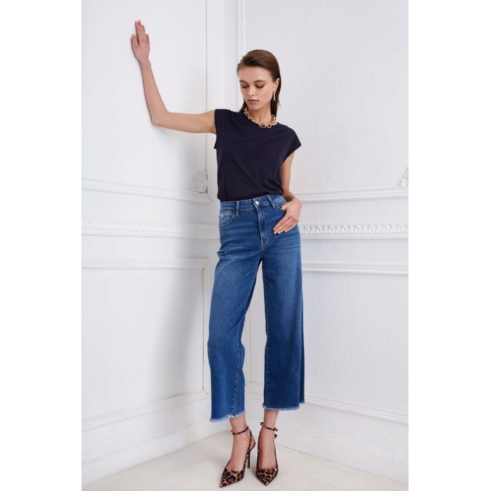 SARAH LAWRENCE DENIM WIDE LEG CROPPED