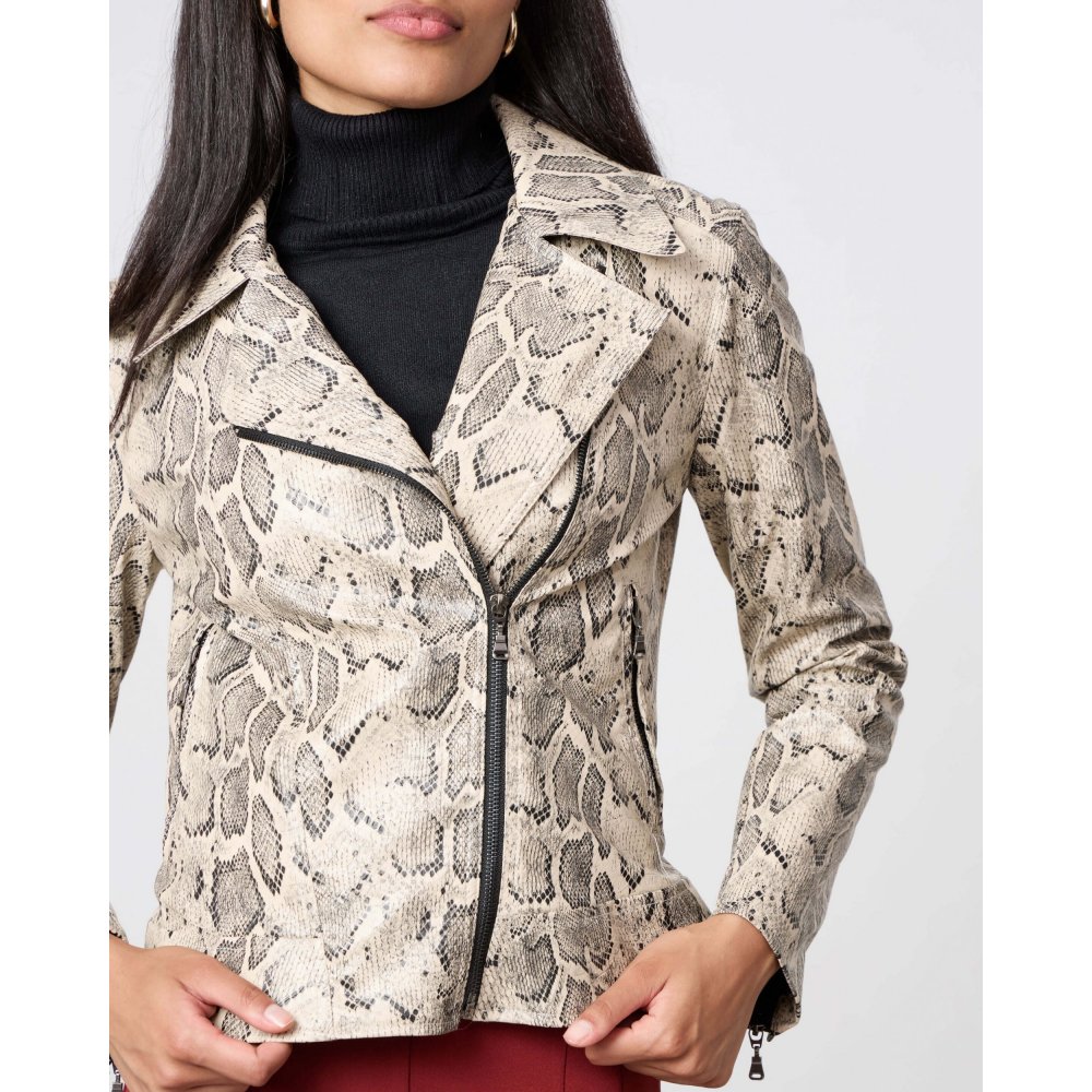 JACKET ΣΕ ECO-LEATHER SNAKE PRINT ΥΦΑΣΜΑ