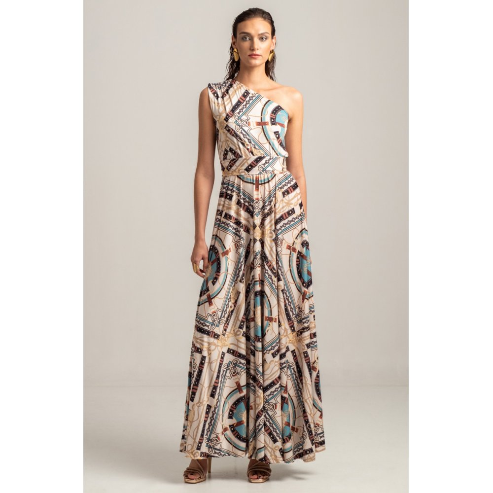 ANTHROPOSOPHY ONE SHOULDER MAXI DRESS