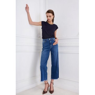 SARAH LAWRENCE SARAH LAWRENCE DENIM WIDE LEG CROPPED