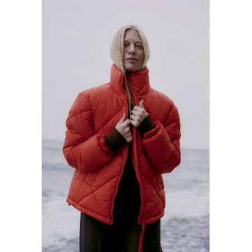 B.YOUNG PUFFER JACKET ΚΟΝΤΟ ΜΕ ΨΗΛΟ ΛΑΙΜΟ