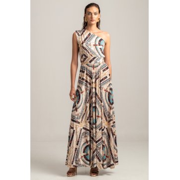 PEACE AND CHAOS ANTHROPOSOPHY ONE SHOULDER MAXI DRESS
